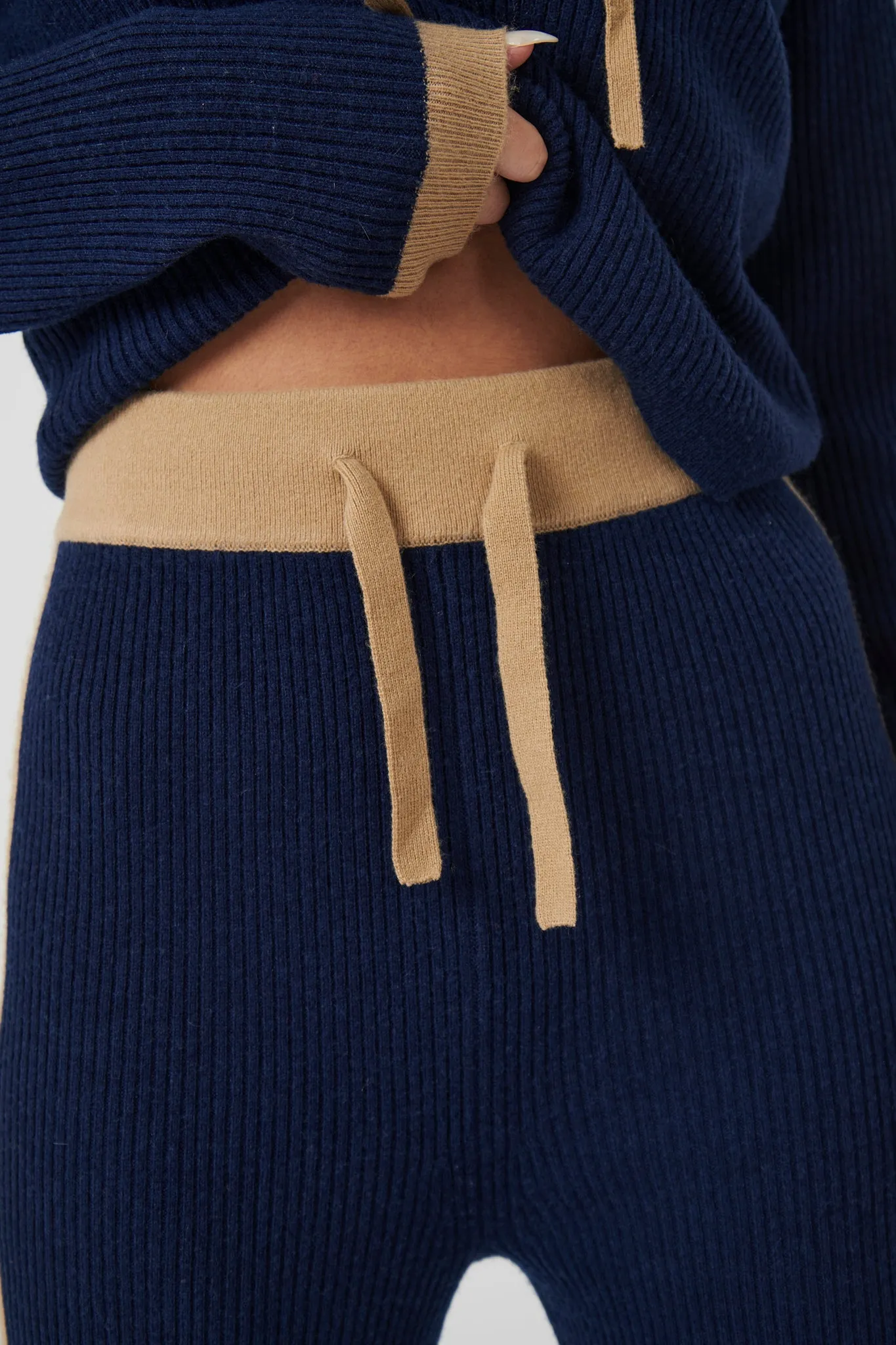 Wide Leg Cashmere Pants - Navy / Camel sold by My Sunday Ski product image thumbnail 4