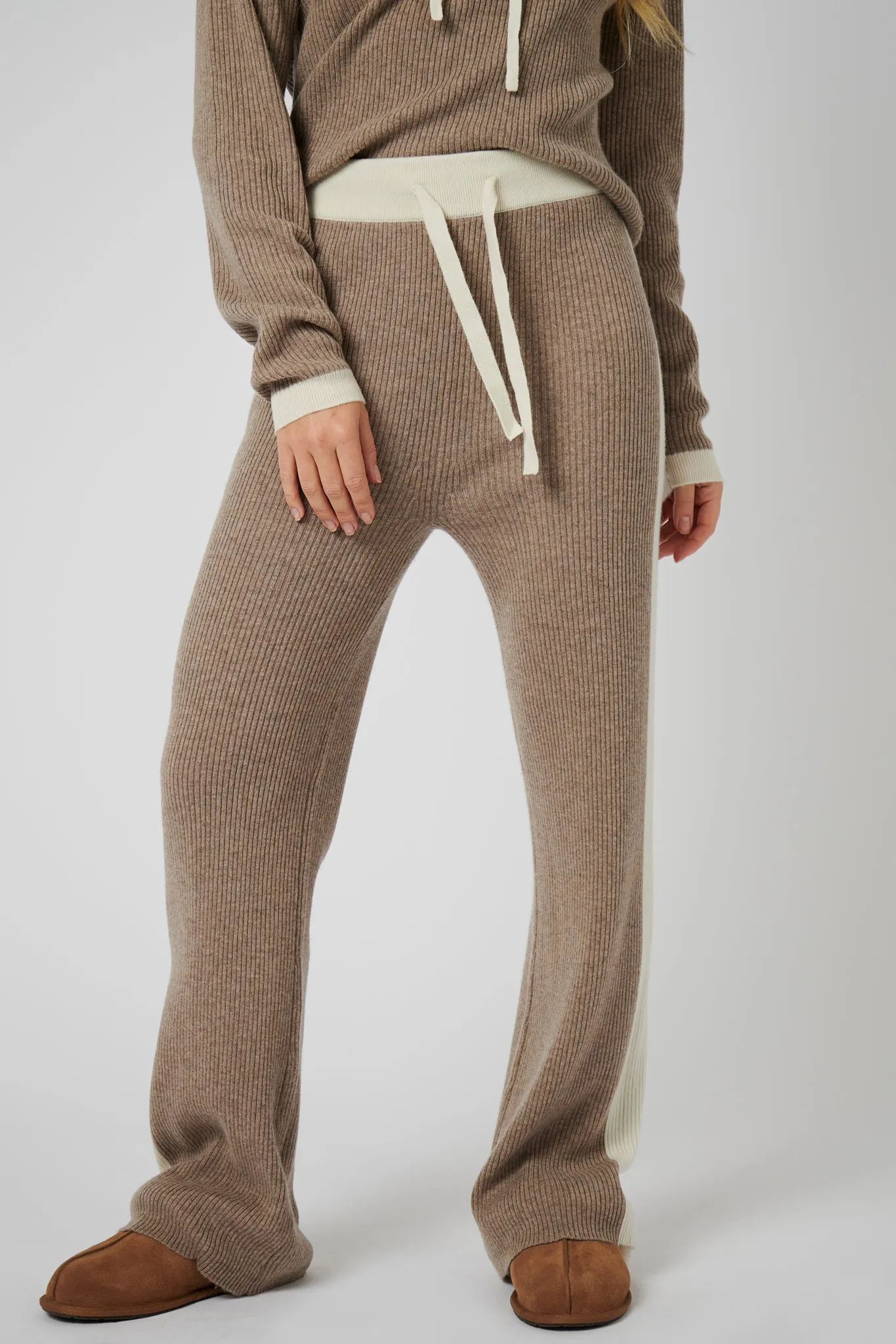 Wide Leg Cashmere Pants - Oat / White sold by My Sunday Ski