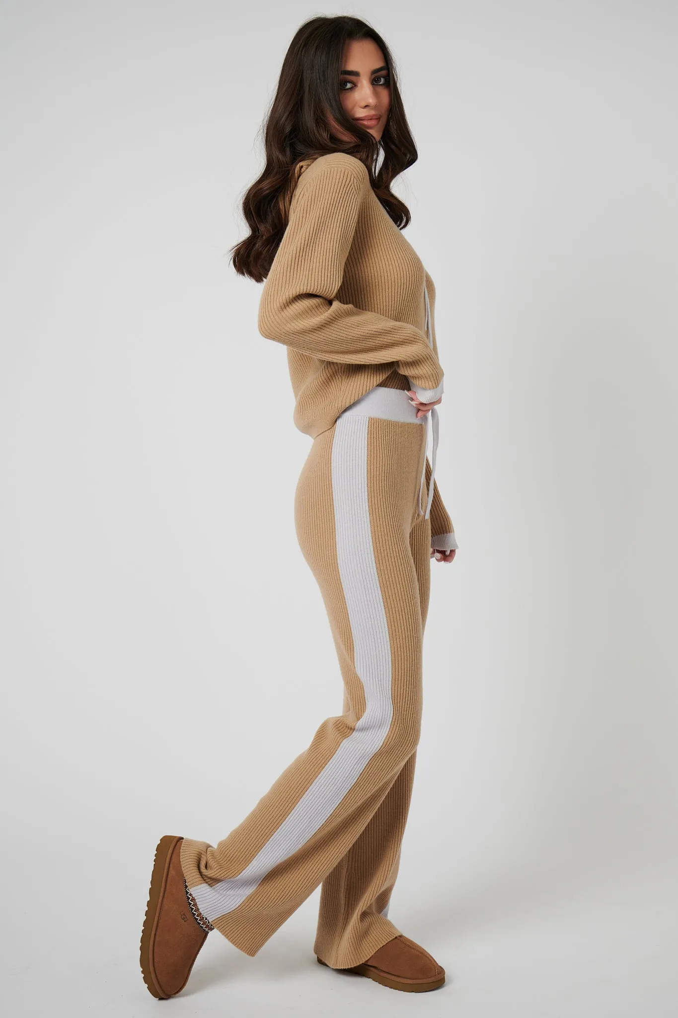 Wide Leg Cashmere Pants - Camel / Pearl Grey sold by My Sunday Ski product image thumbnail 5