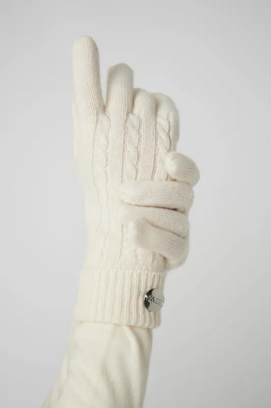 Cashmere Cable Gloves - Cream sold by My Sunday Ski
