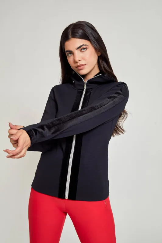 Ribbed Zip Up Mid Layer - Black sold by My Sunday Ski