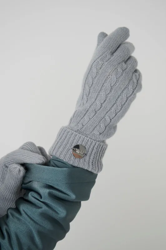 Cashmere Cable Gloves - Grey / Blue sold by My Sunday Ski