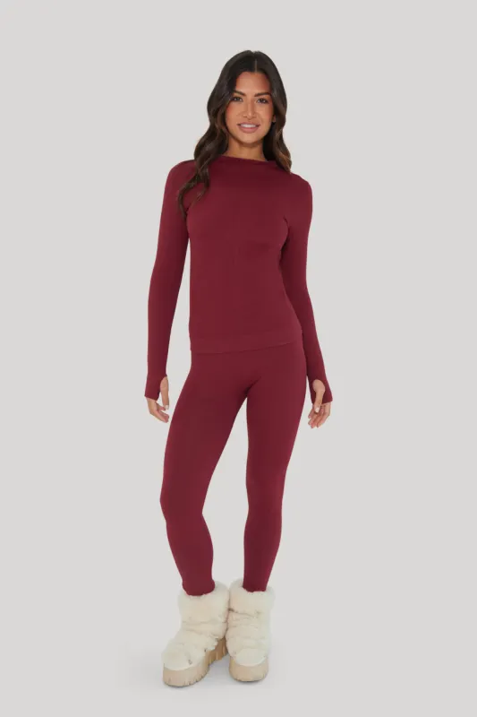 Ribbed Base Layer Set - Cabernet sold by My Sunday Ski