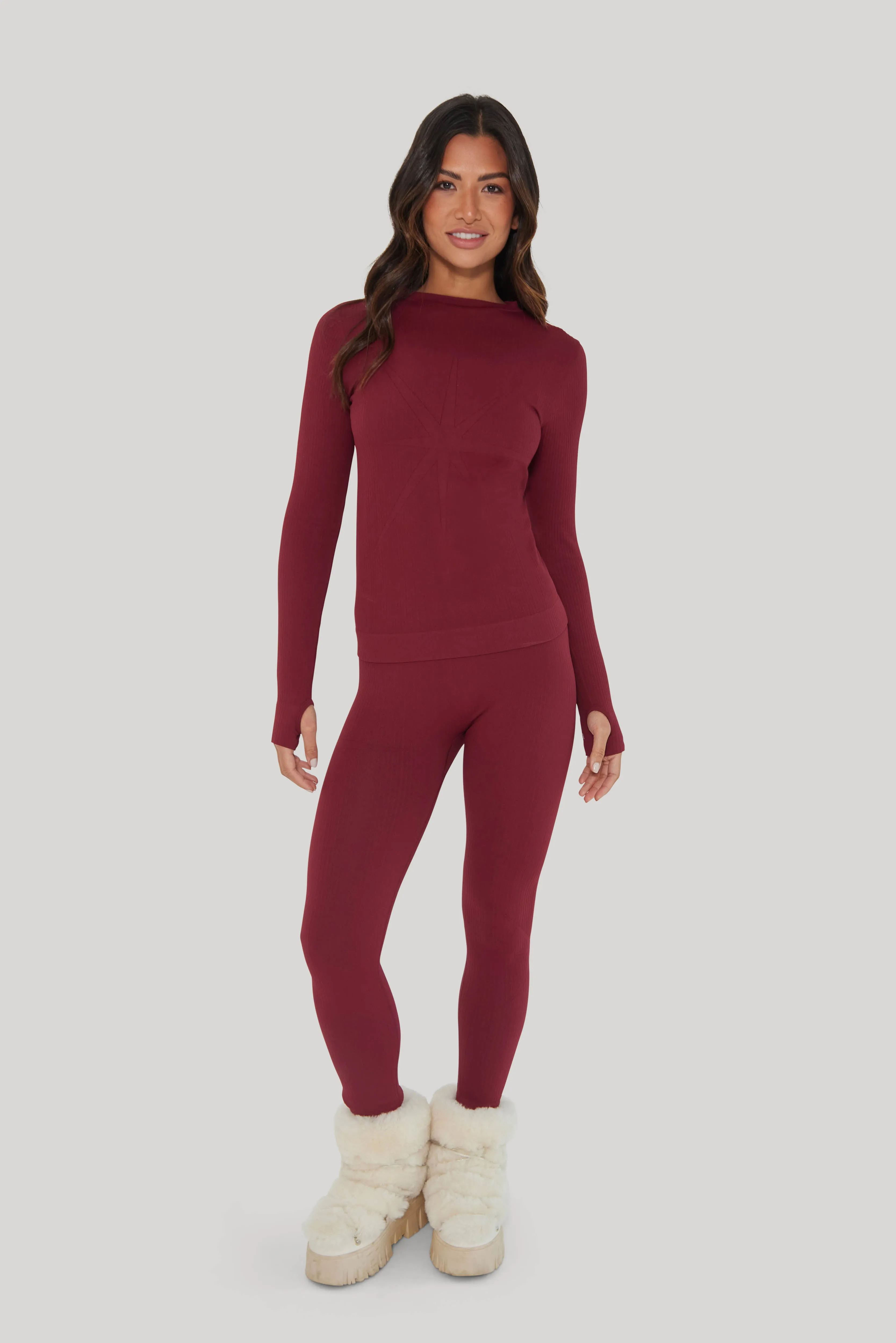 Ribbed Base Layer Set - Cabernet sold by My Sunday Ski