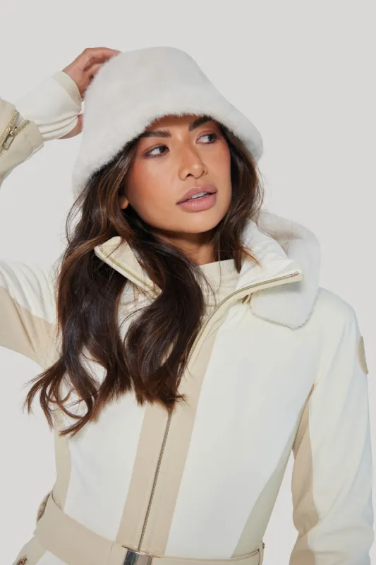 Mink Faux Fur Bucket Hat - White sold by My Sunday Ski