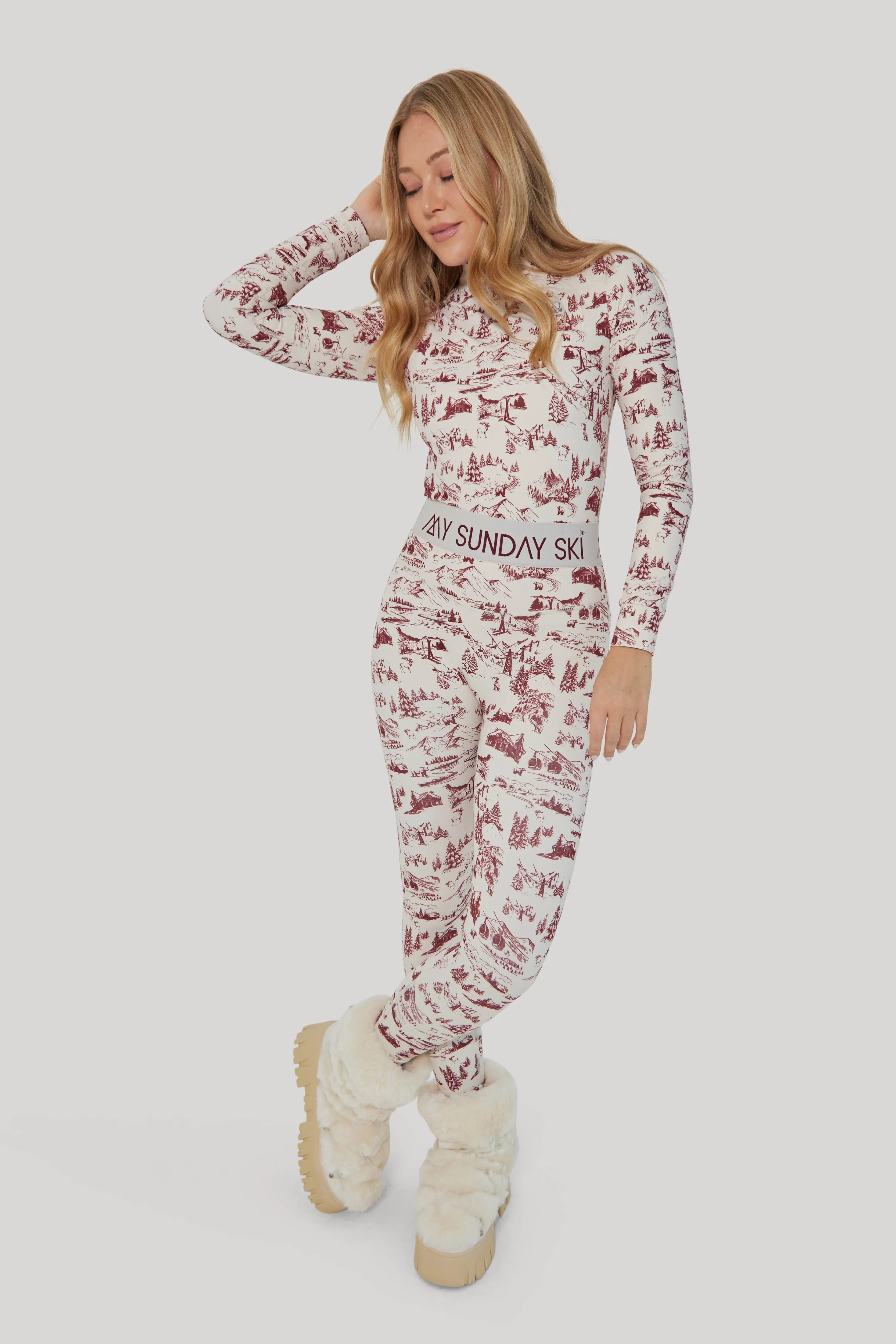 Toile de Jouy Base Layer Set - Cabernet sold by My Sunday Ski product image thumbnail 2