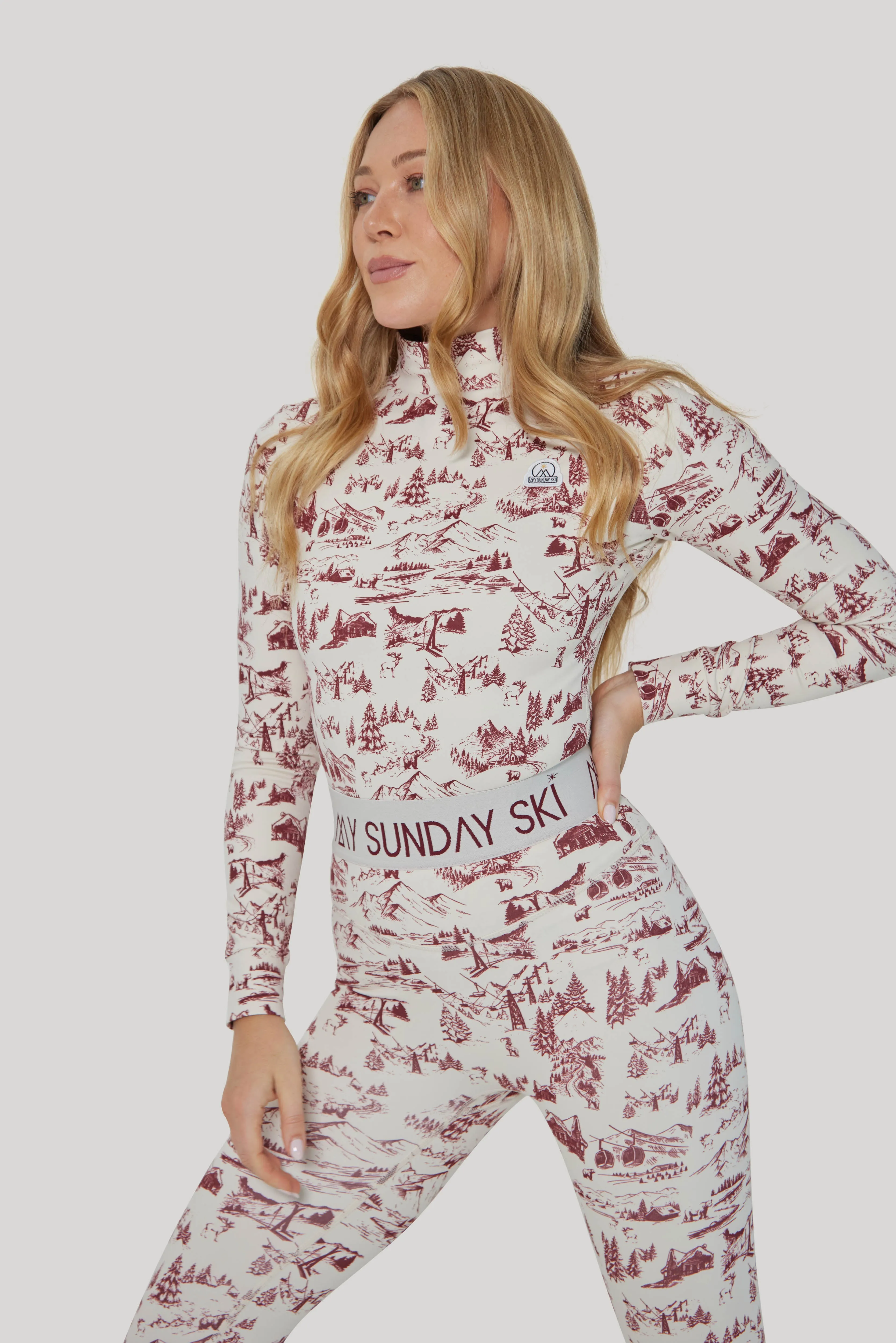 Toile de Jouy Base Layer Set - Cabernet sold by My Sunday Ski product image thumbnail 3
