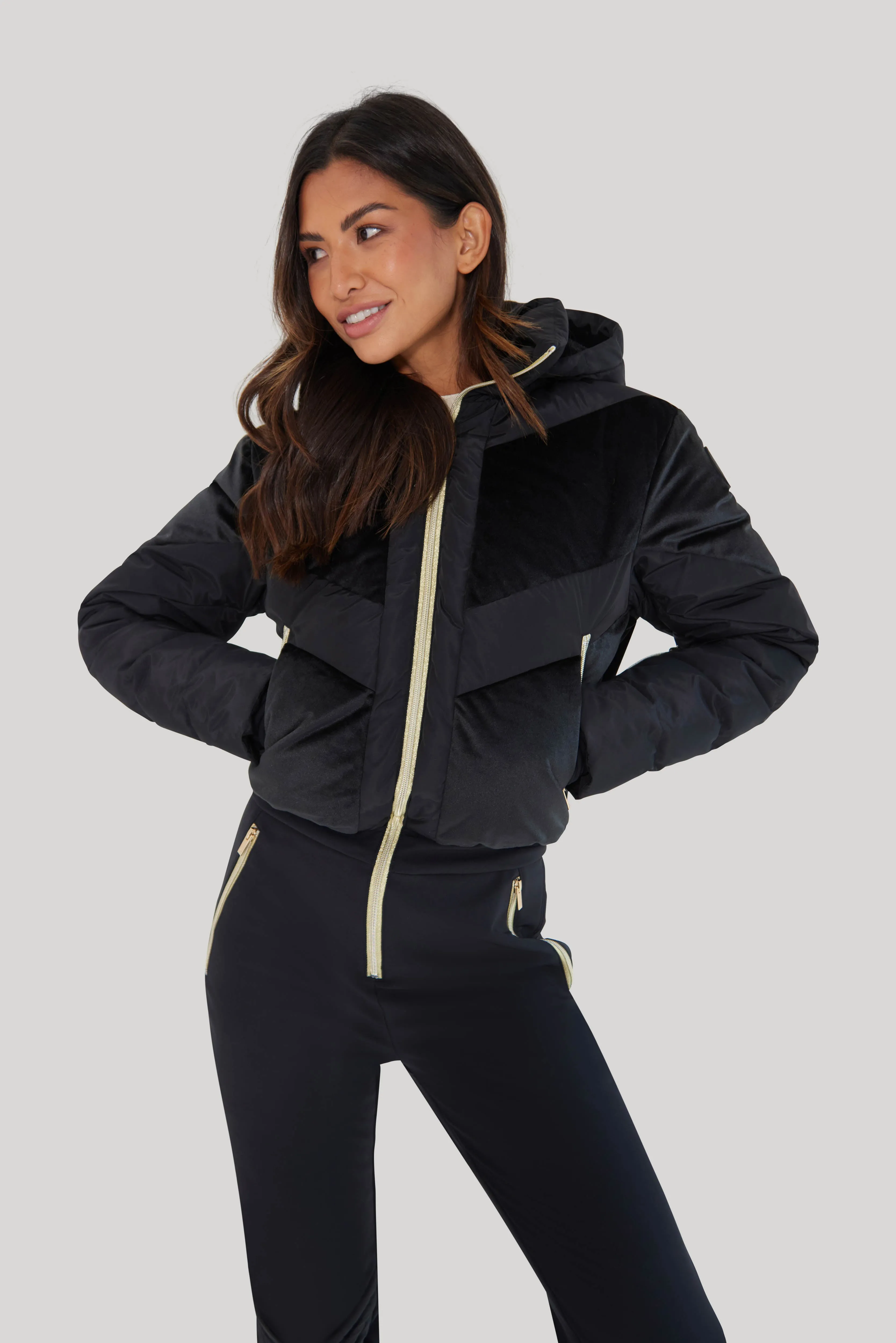 Chevron Ski Suit - Black Velvet sold by My Sunday Ski