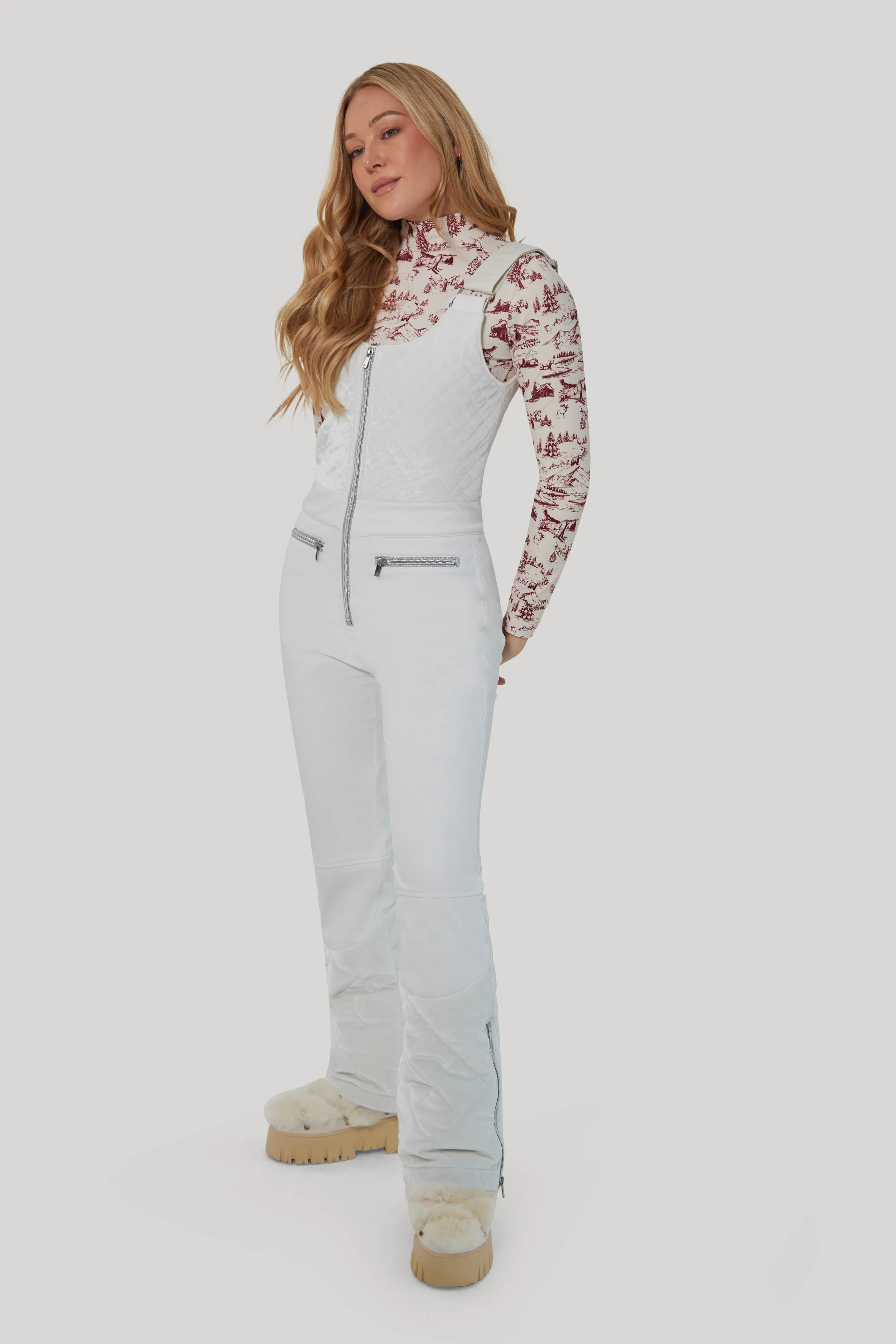 Quilted Velvet Ski Overall - White sold by My Sunday Ski product image thumbnail 2