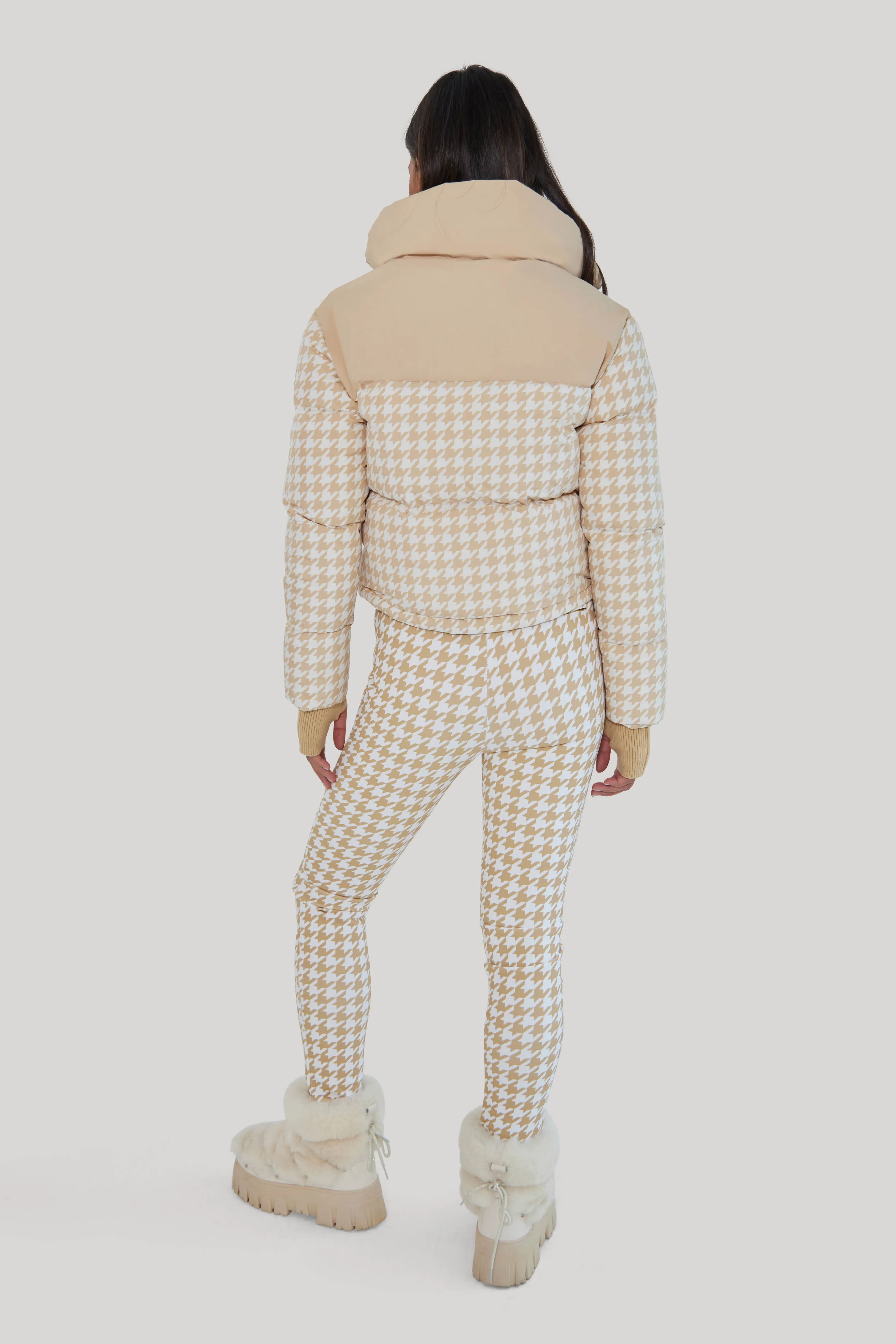 Cropped Bomber Ski Jacket – Nude Houndstooth sold by My Sunday Ski product image thumbnail 3