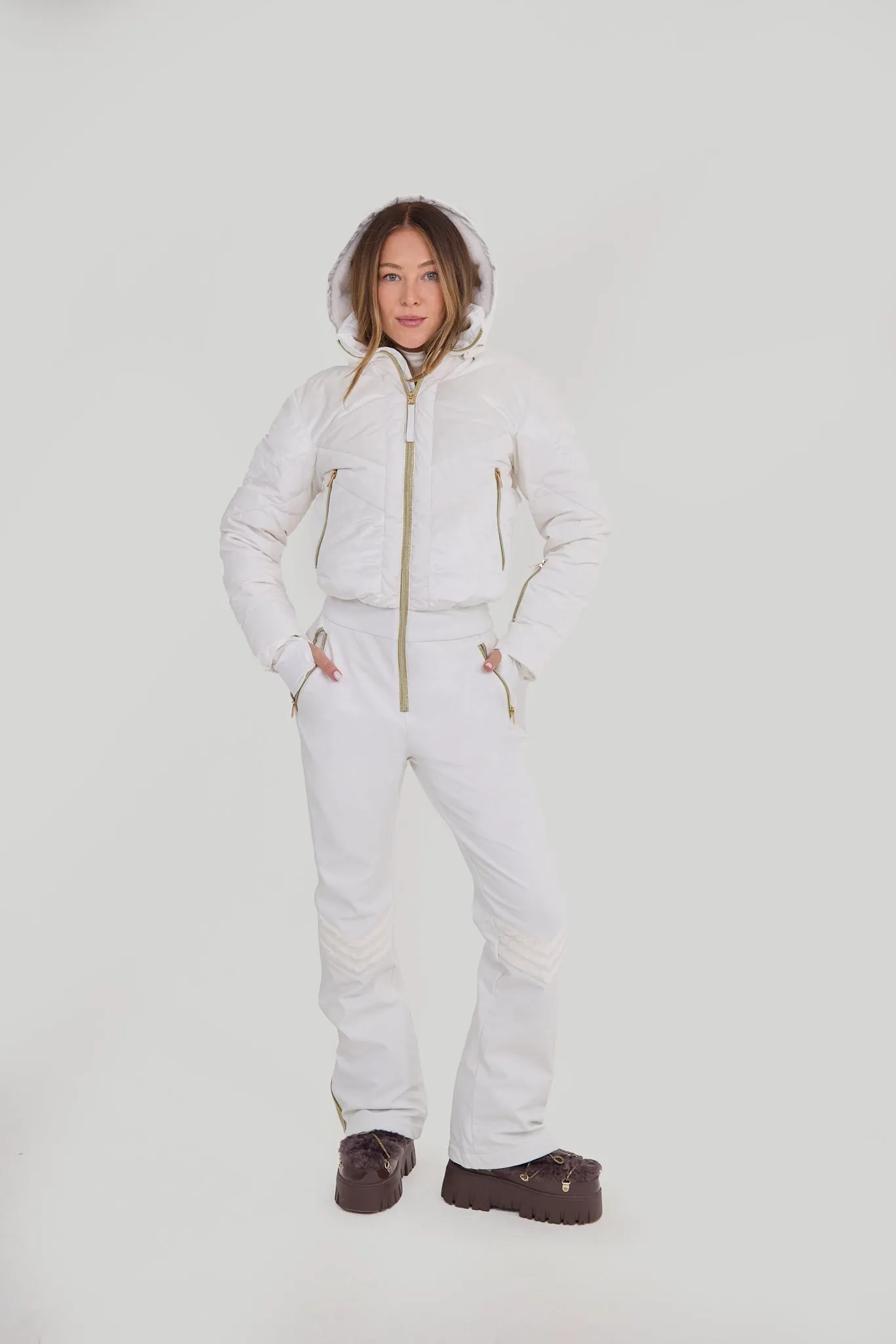 Chevron Ski Suit - White Velvet sold by My Sunday Ski product image thumbnail 5