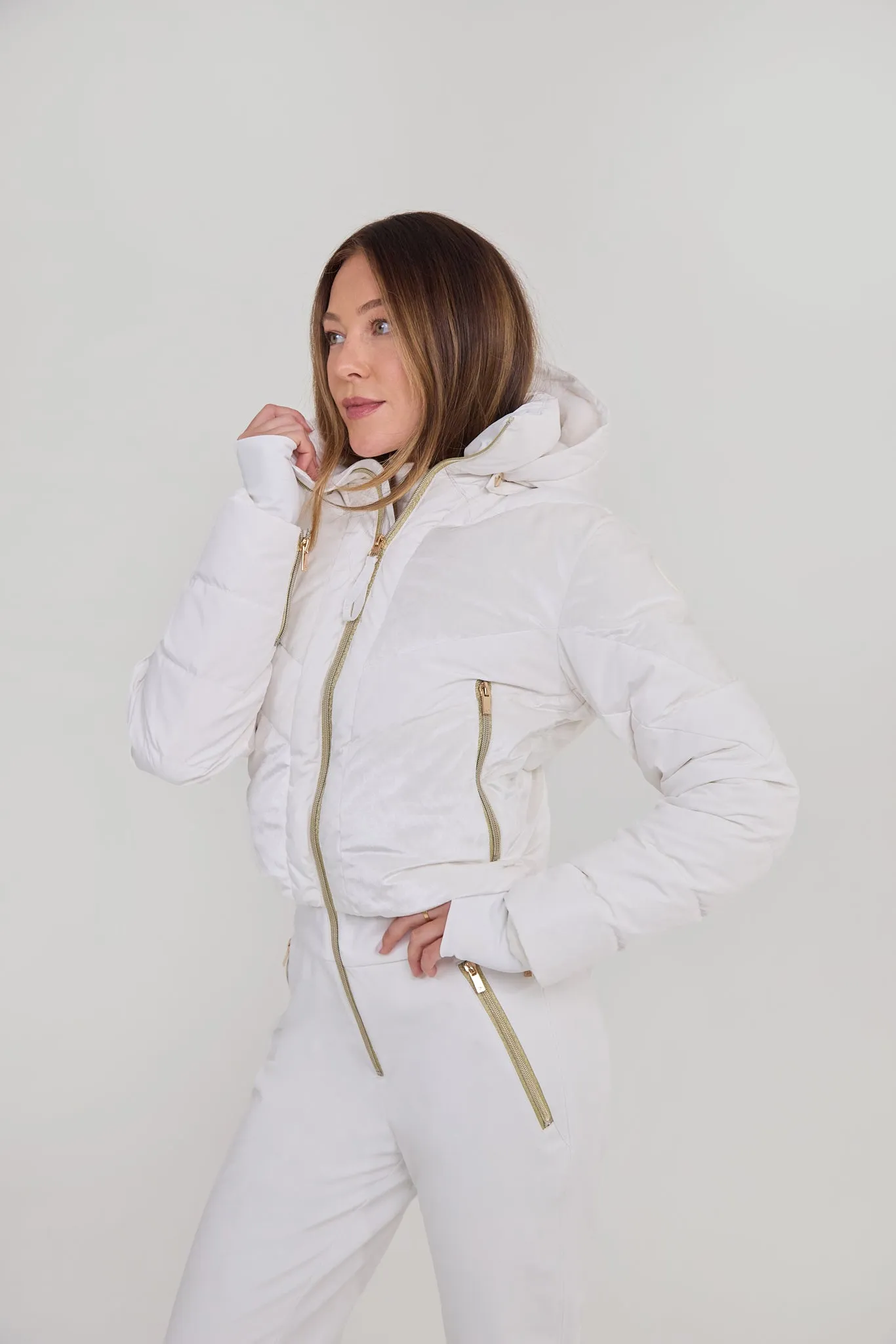 Chevron Ski Suit - White Velvet sold by My Sunday Ski