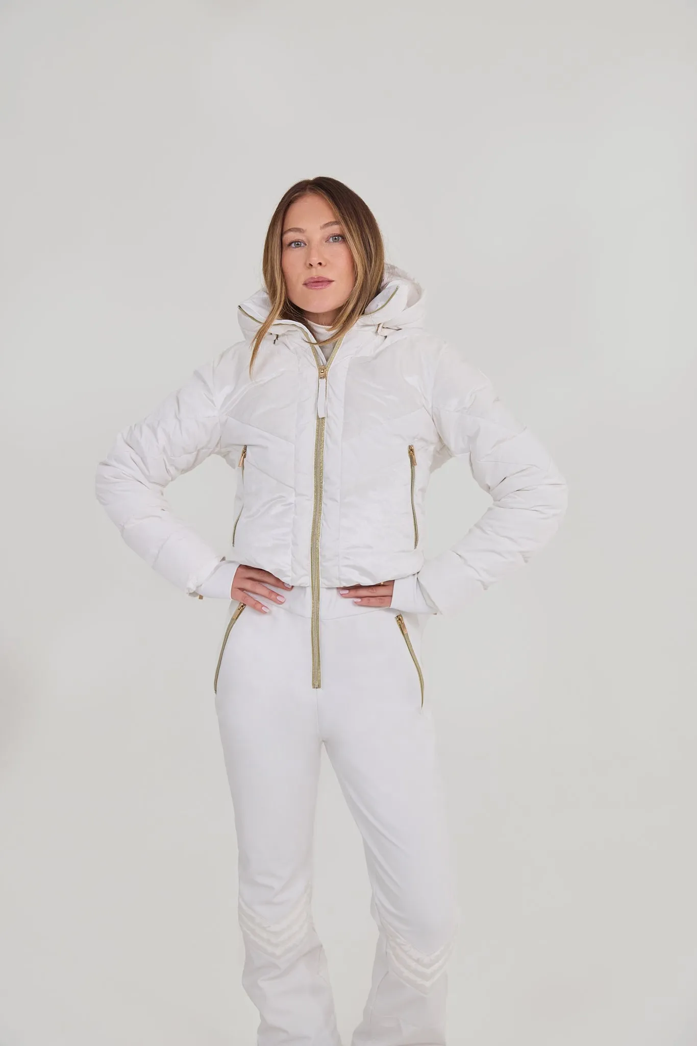 Chevron Ski Suit - White Velvet sold by My Sunday Ski product image thumbnail 2