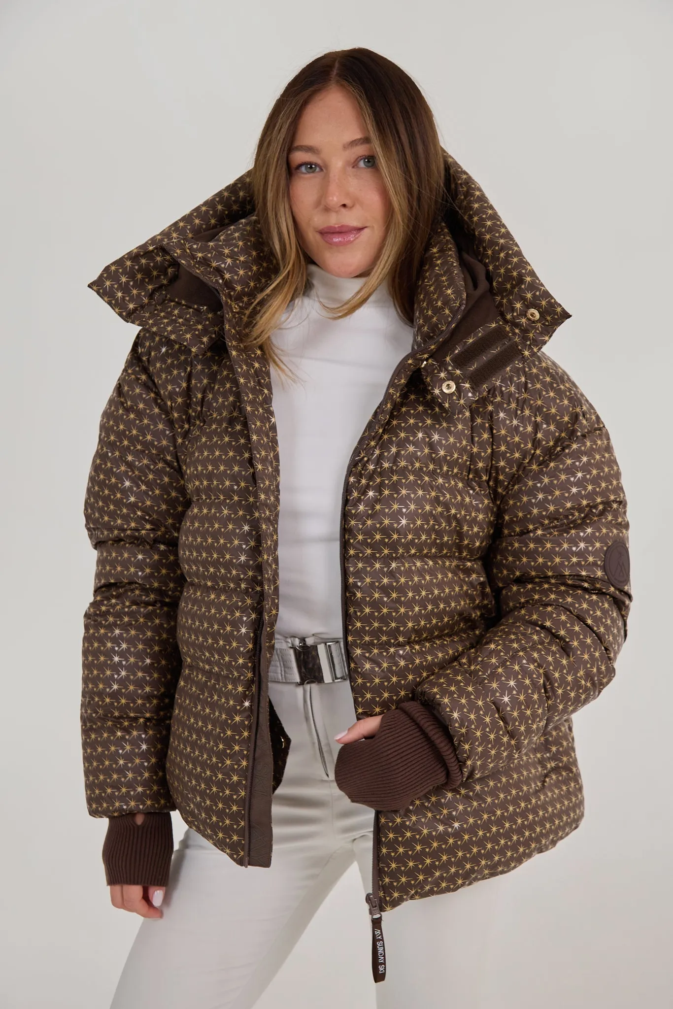 Apricity Oversized Ski Jacket - Chocolate / Gold sold by My Sunday Ski
