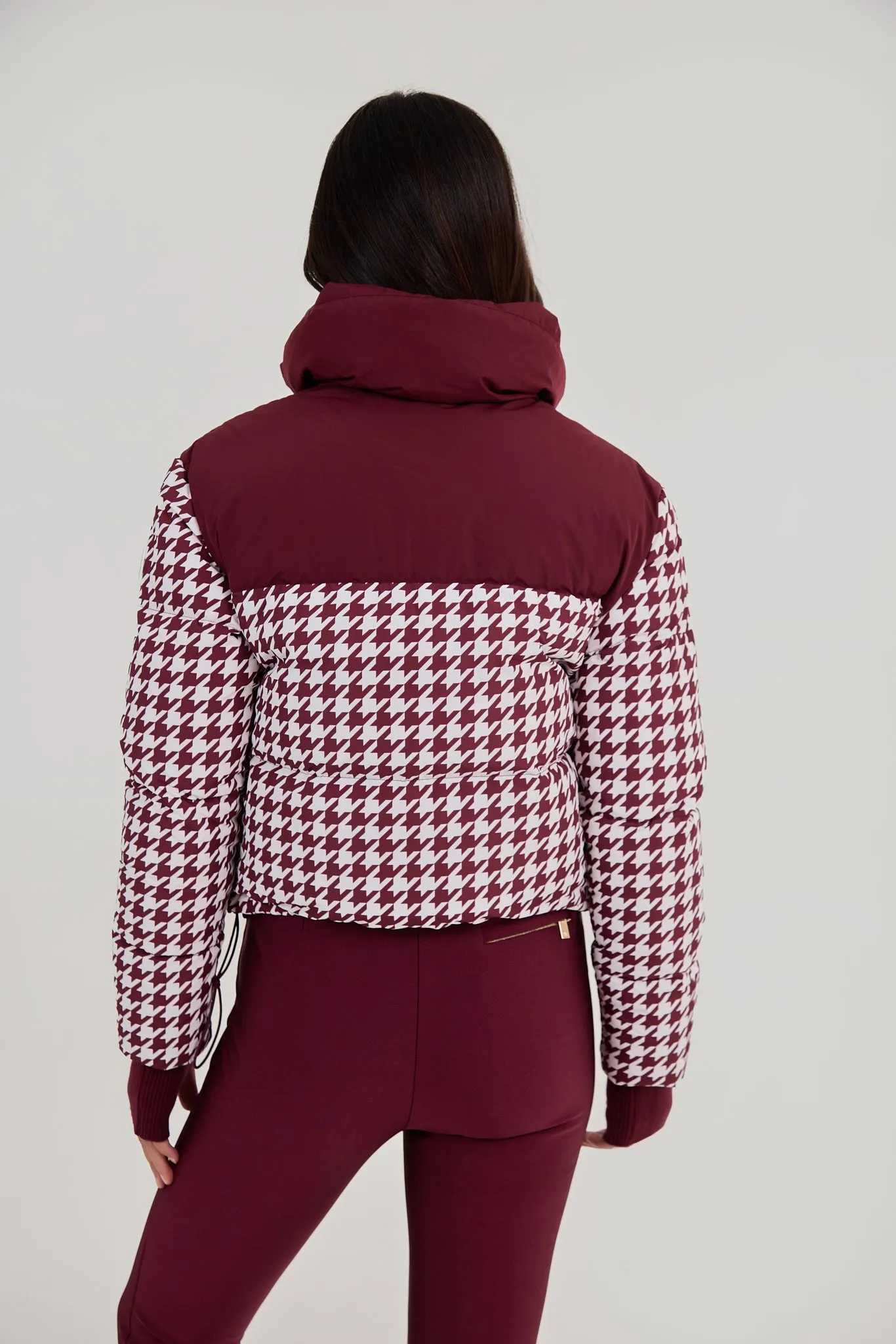 Cropped Bomber Ski Jacket - Burgundy Houndstooth sold by My Sunday Ski product image thumbnail 5