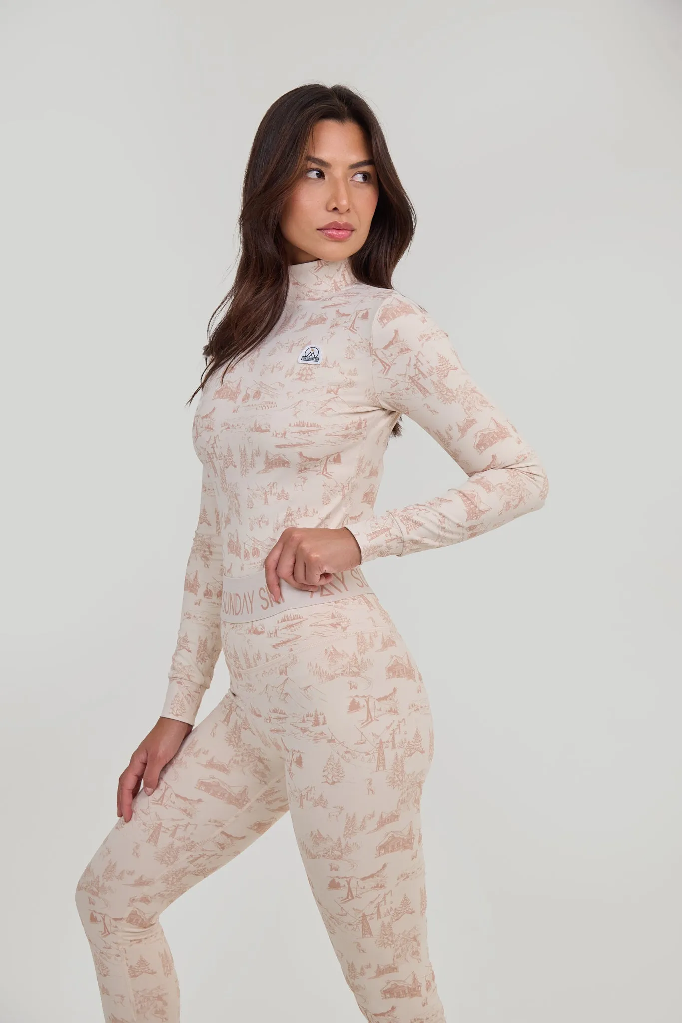 Toile de Jouy Base Layer Set - Petal Pink sold by My Sunday Ski product image thumbnail 3