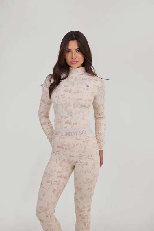Toile de Jouy Base Layer Set - Petal Pink sold by My Sunday Ski