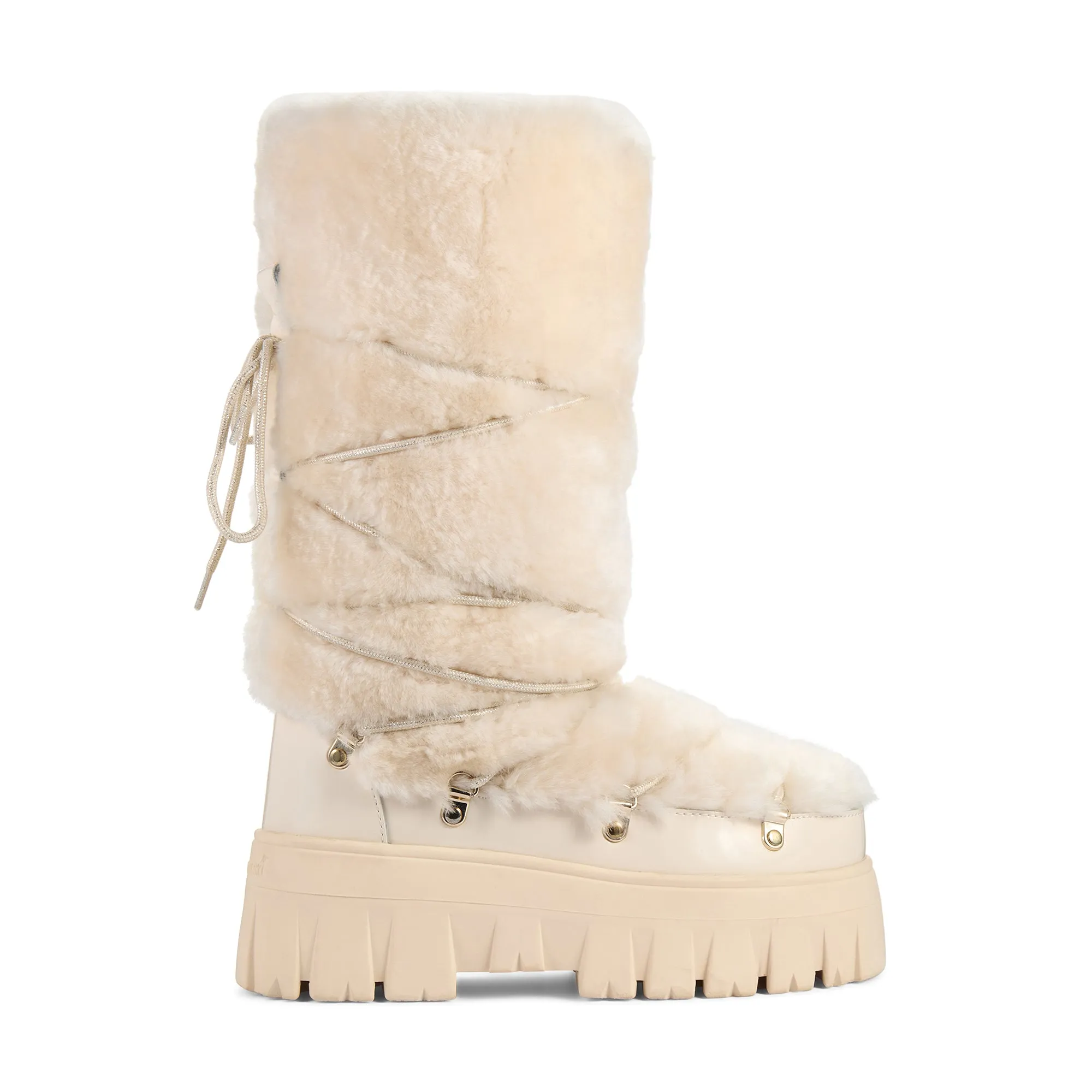 Lug Tread Shearling Snow Boots - Tall Cream sold by My Sunday Ski product image thumbnail 3