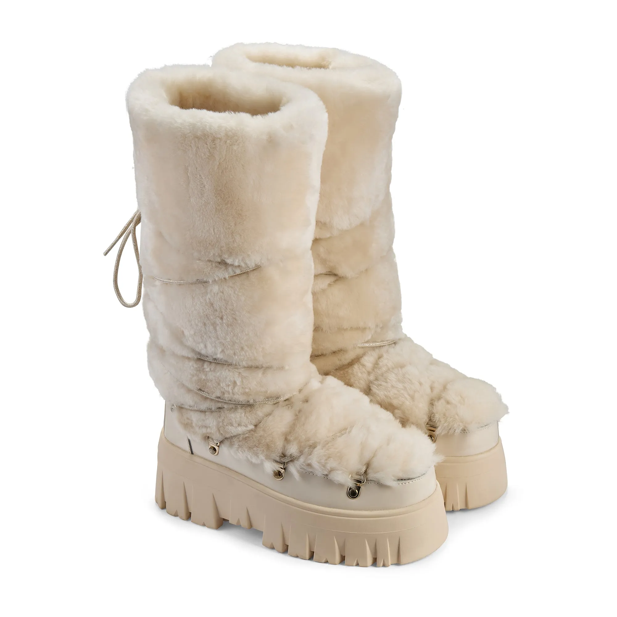 Lug Tread Shearling Snow Boots - Tall Cream sold by My Sunday Ski product image thumbnail 4