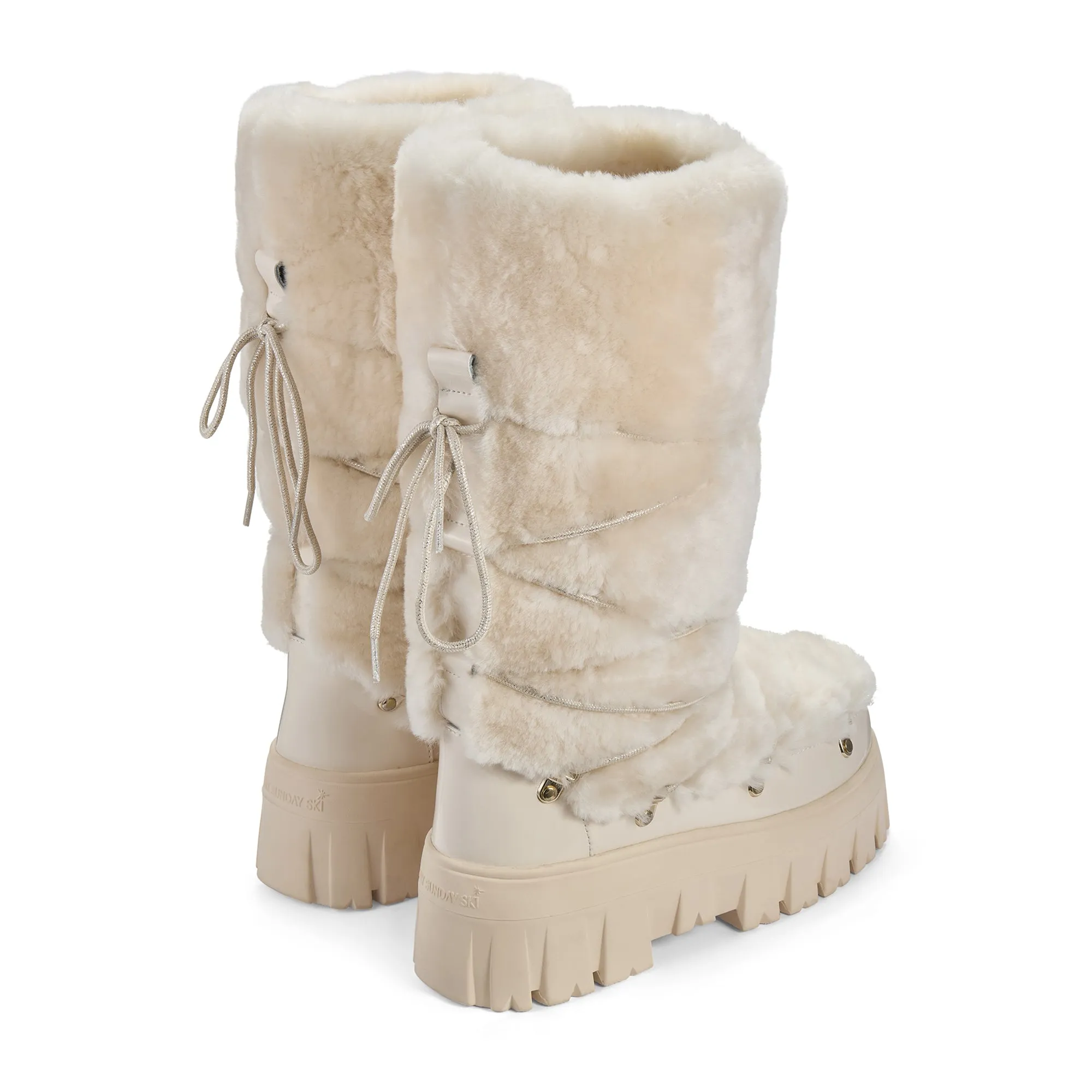 Lug Tread Shearling Snow Boots - Tall Cream sold by My Sunday Ski product image thumbnail 5
