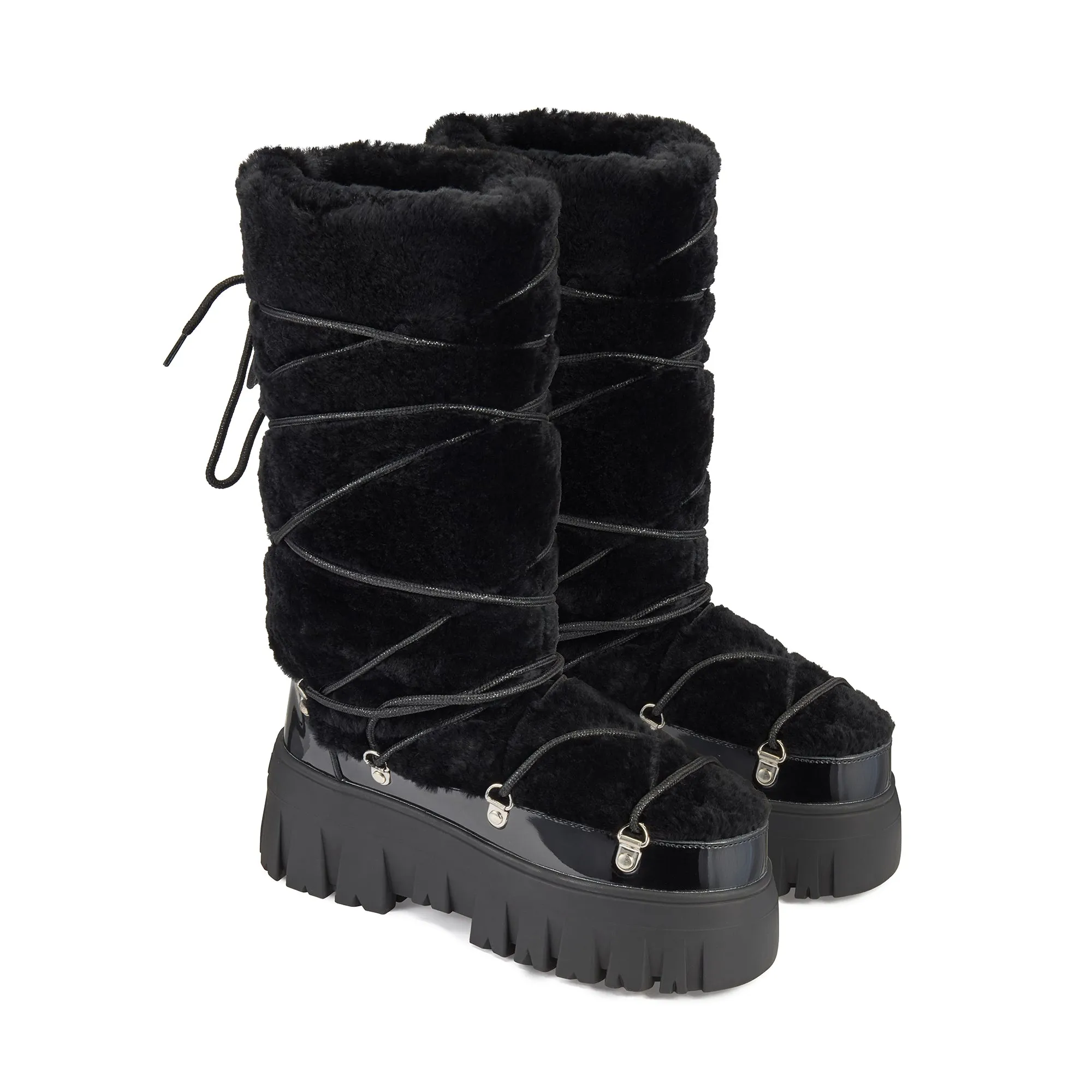 Lug Tread Shearling Snow Boots - Tall Black sold by My Sunday Ski product image thumbnail 4