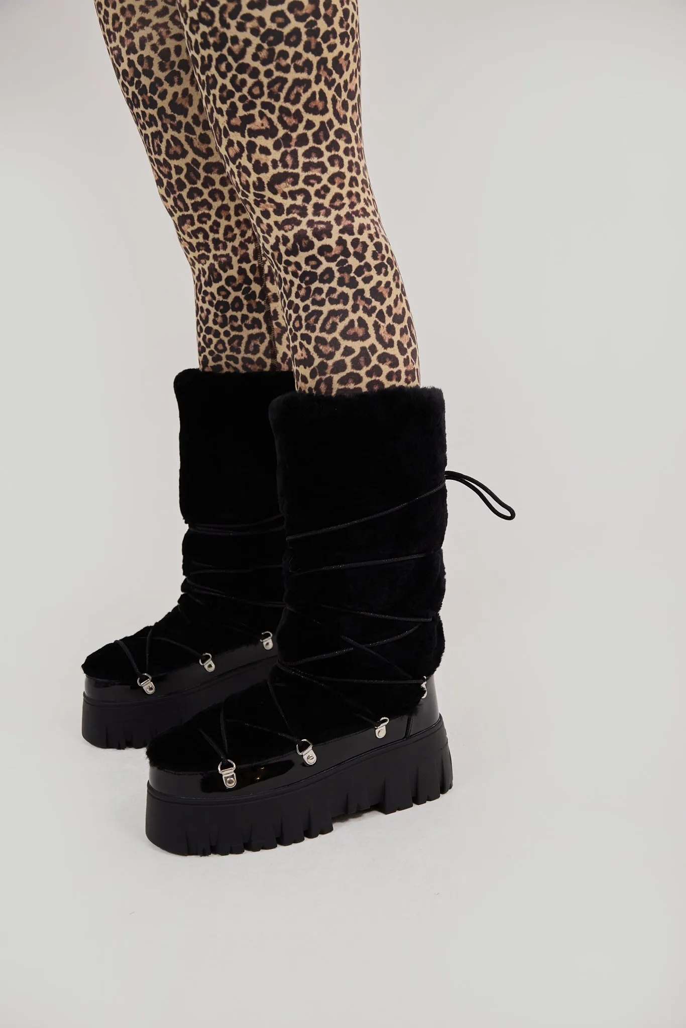 Lug Tread Shearling Snow Boots - Tall Black sold by My Sunday Ski product image thumbnail 2