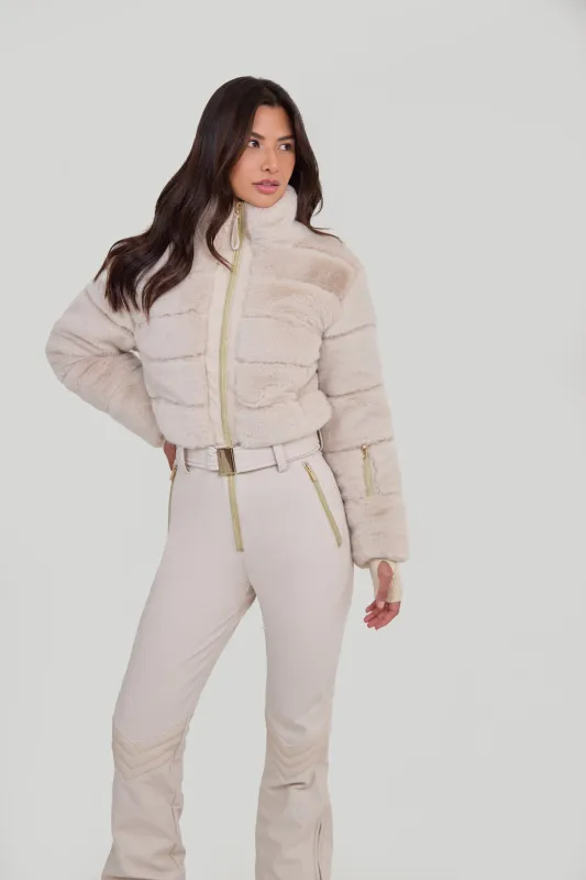 Altitude Faux Fur Ski Suit - Crème sold by My Sunday Ski