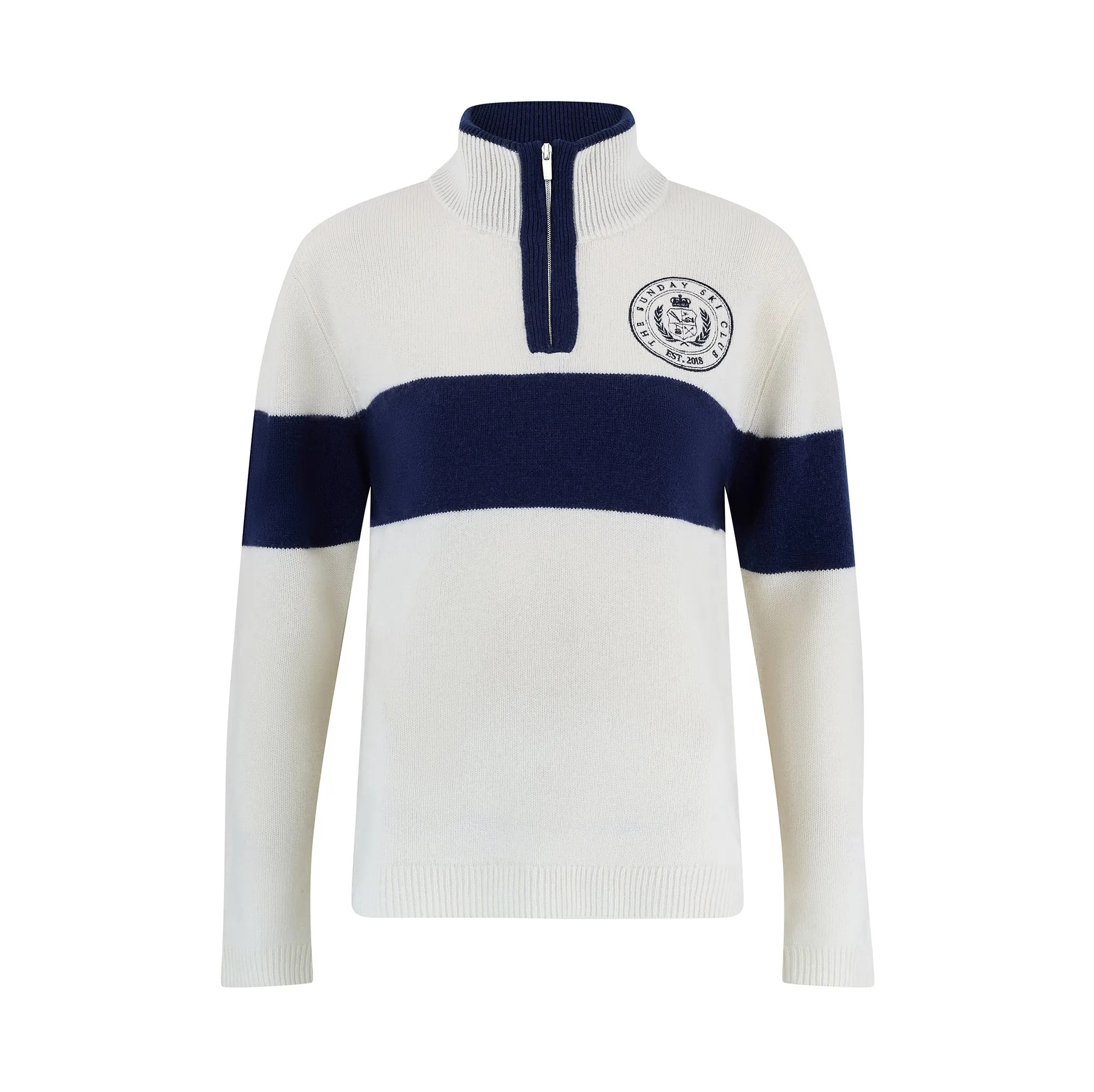 Merino Varsity Quarter Zip - Cream / Navy sold by My Sunday Ski product image thumbnail 5