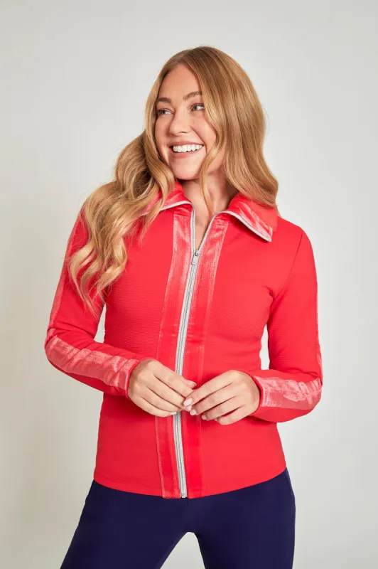 Ribbed Zip Up Mid Layer - Red sold by My Sunday Ski