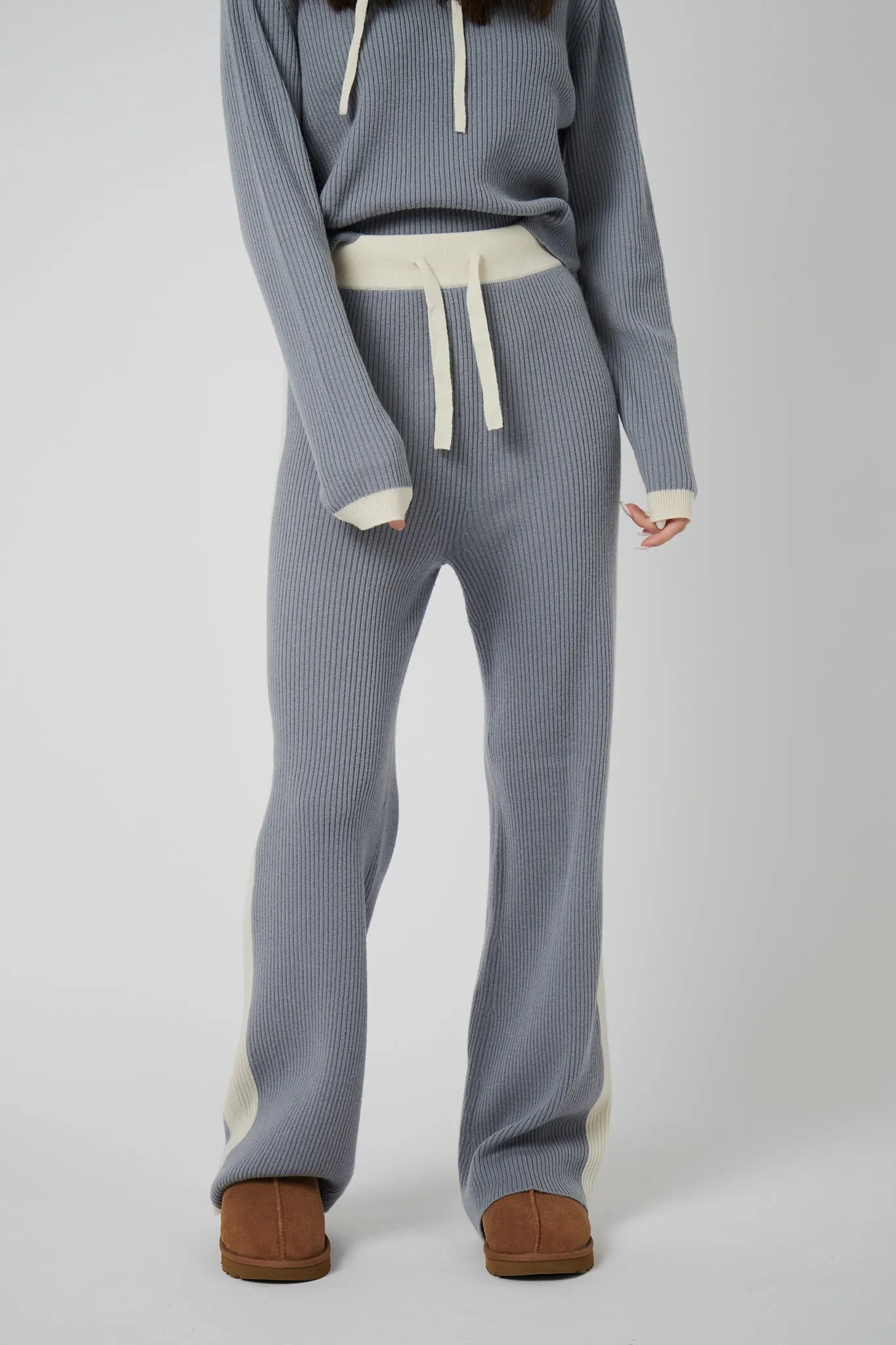 Wide Leg Cashmere Pants - Ice Grey / White sold by My Sunday Ski product image thumbnail 2